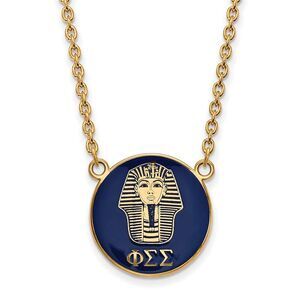 14K Plated Silver Phi Sigma Sigma Large Enamel Logo Necklace